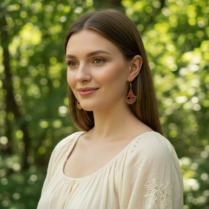 Boucles d’oreilles en micro-macramé – Bijou léger artisanal acier inoxydable – Style bohème chic naturel Micro Noeuds