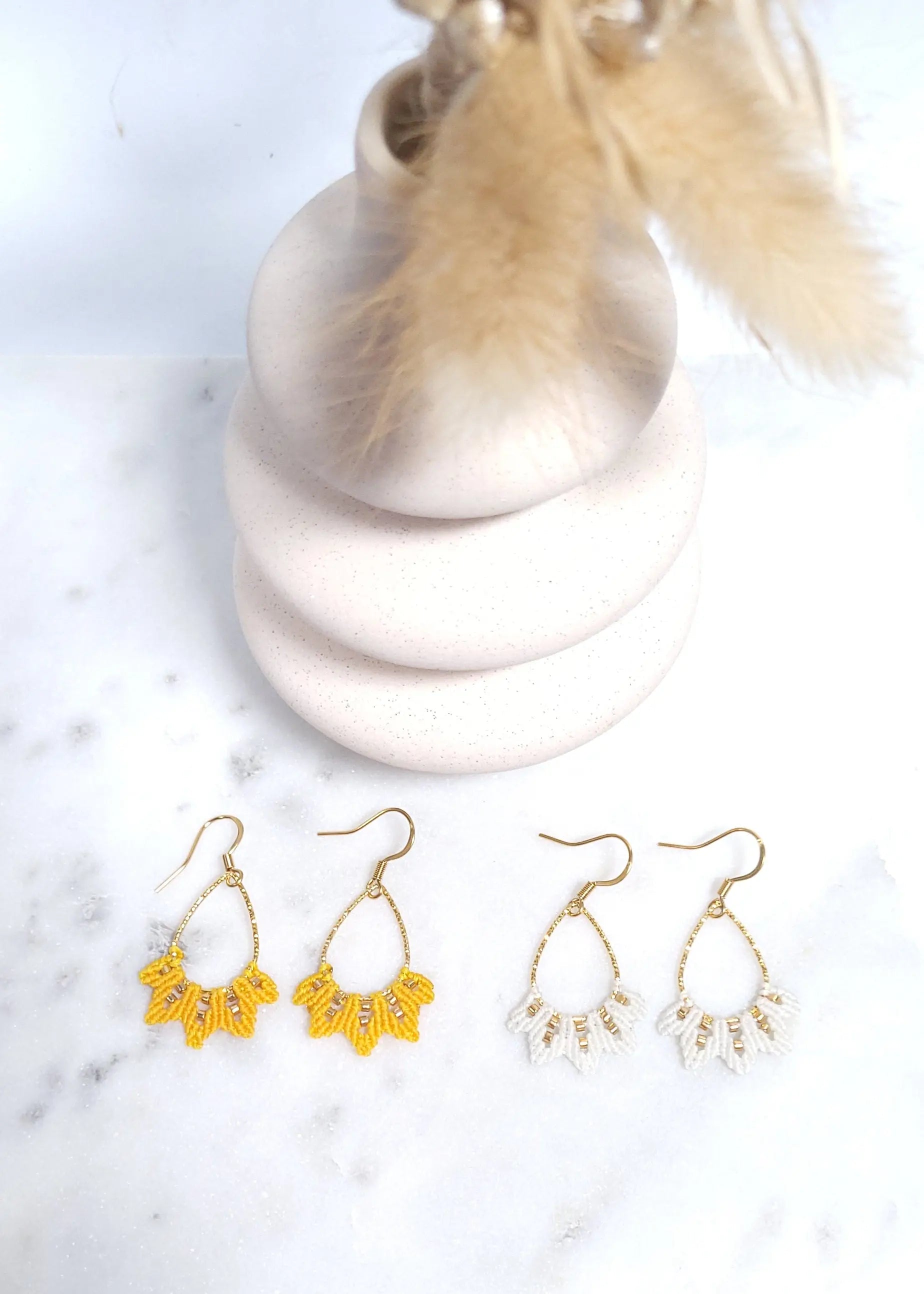 Boucles d’oreilles micro-macramé argent 925 Micro Noeuds