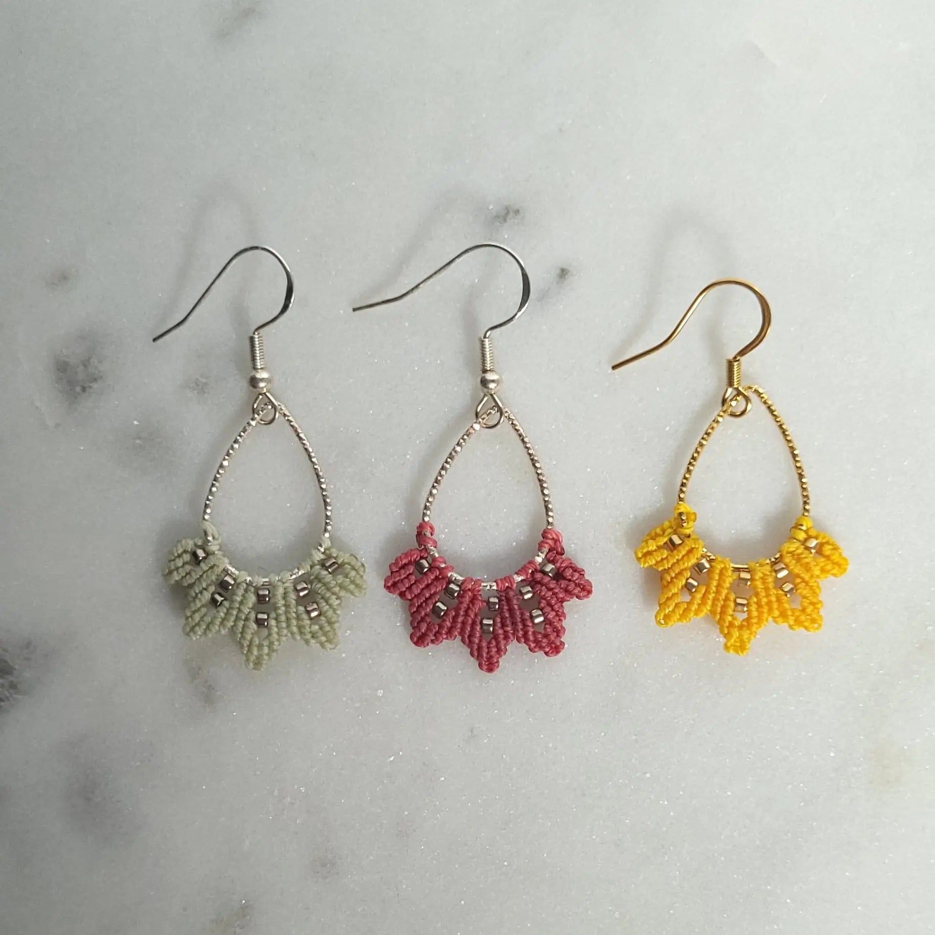 Boucles d’oreilles micro-macramé argent 925 Micro Noeuds