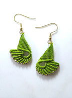 Boucles d'oreilles micro-macramé ondulé acier inoxydable bohème naturel
