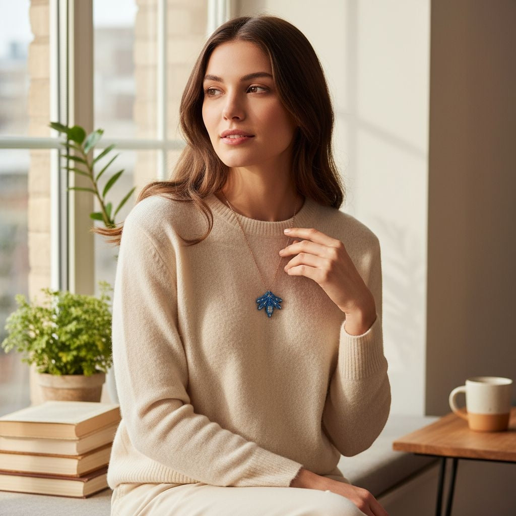 Des boucles d'oreilles bohème bleu, élégantes et légères, faites main Micro Noeuds