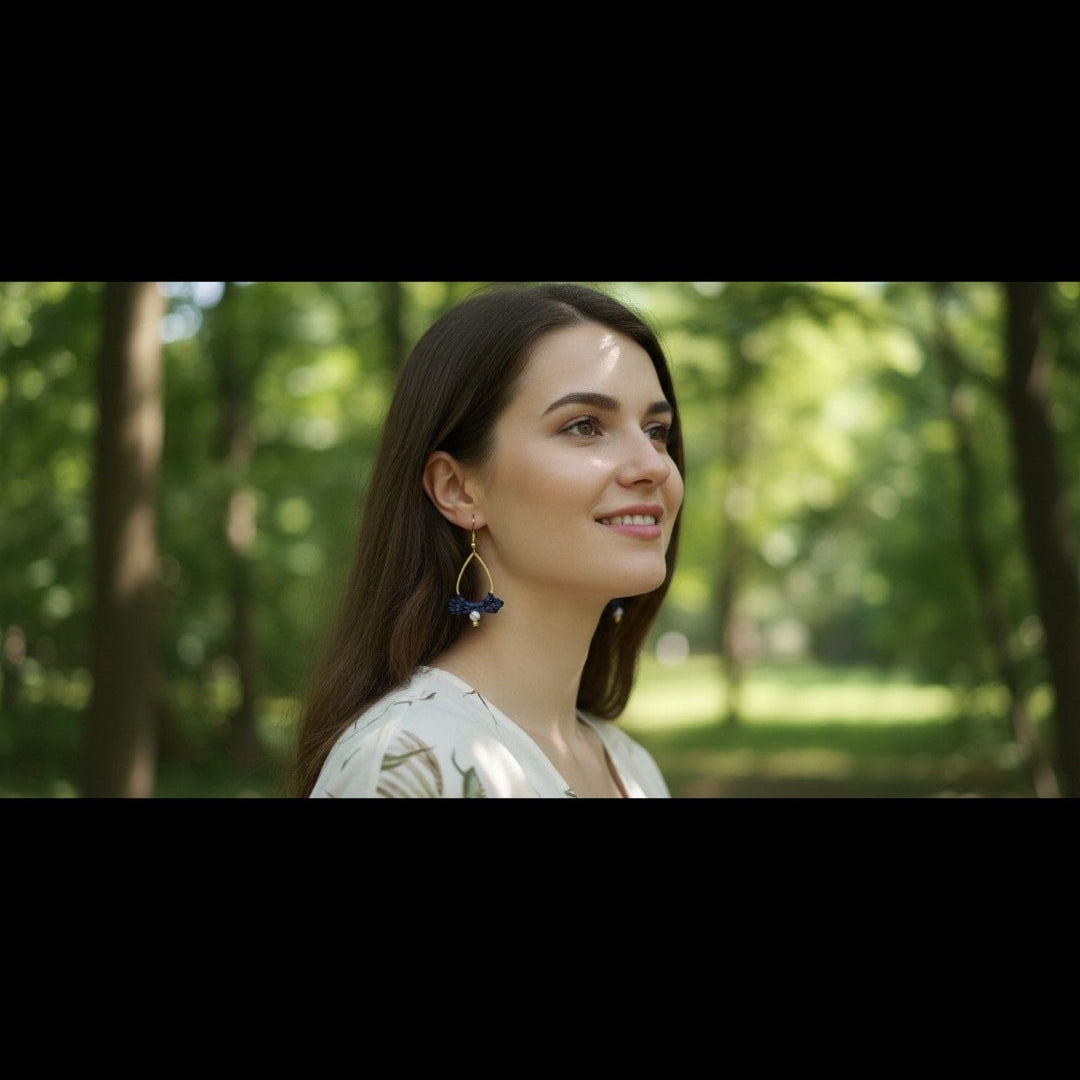 Boucles d'oreilles micro-macramé – Acier inoxydable, légères, bohème Micro Noeuds