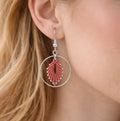 Boucles d’oreilles Cercle Rubis- micro-macramé & acier inoxydable-ARIELLE Micro Noeuds