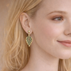 Boucles d’oreilles mini feuille micro-macramé AELYS