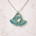Collier micro-macramé éventa il turquoise avec perle nacre LAGUNA Micro Noeuds