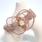 Bracelet micro-macramé pierre naturelle perles cristal doré ajustable
