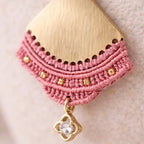 Boucles d’oreilles Soleil Rouge – micro-macramé & acier inoxydable doré-LUNAYA Micro Noeuds