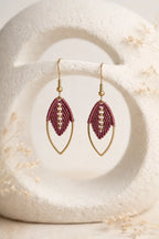 Boucles d'oreilles navette micro-macramé doré – Légères, fait main Micro Noeuds