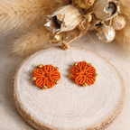 Boucles d'oreilles fleur micro macramé faites mains - acier inoxydable TILAE