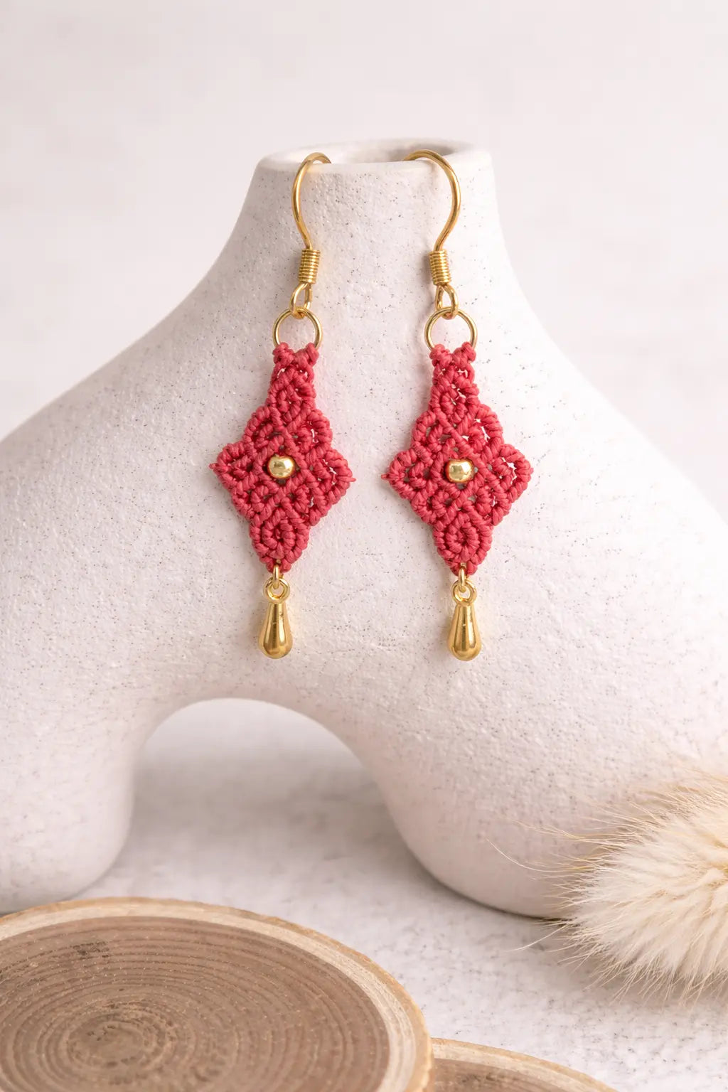 Boucles d’oreilles micro-macramé personnalisables STELLA Micro Noeuds