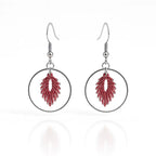 Boucles d’oreilles Cercle Rubis- micro-macramé & acier inoxydable-ARIELLE Micro Noeuds
