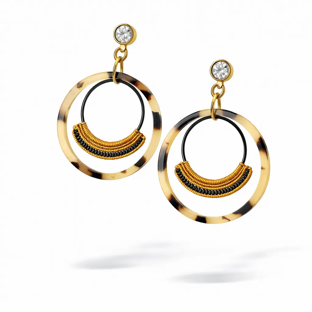 Boucles d’oreilles micro-macramé résine époxy FLOREA Micro Noeuds