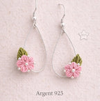 Boucles d’oreilles Églantine – micro-macramé & argent 925 ROSINA Micro Noeuds