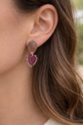 Boucles d’oreilles micro-macramé feuille – Clous en acier inoxydable & perles Miyuki Micro Noeuds