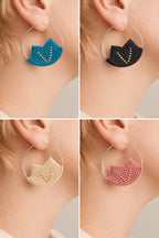 Boucles d’oreilles créoles feuille micro-macramé-SANYA Micro Noeuds