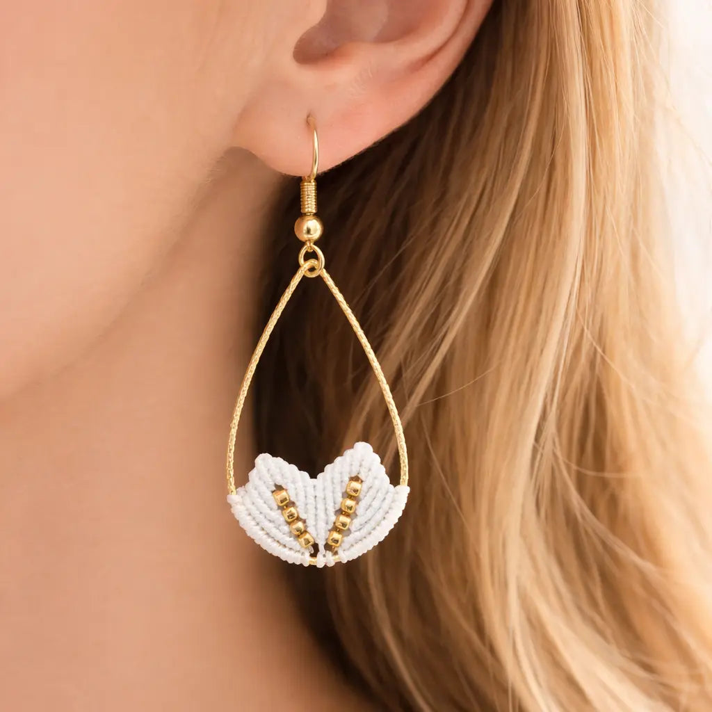 Boucles d’oreilles Horizon Bleu -micro-macramé & argent 925-SOLEA Micro Noeuds