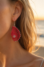 Nautea – boucles d'oreilles micro-macramé éventail & pierre de lune