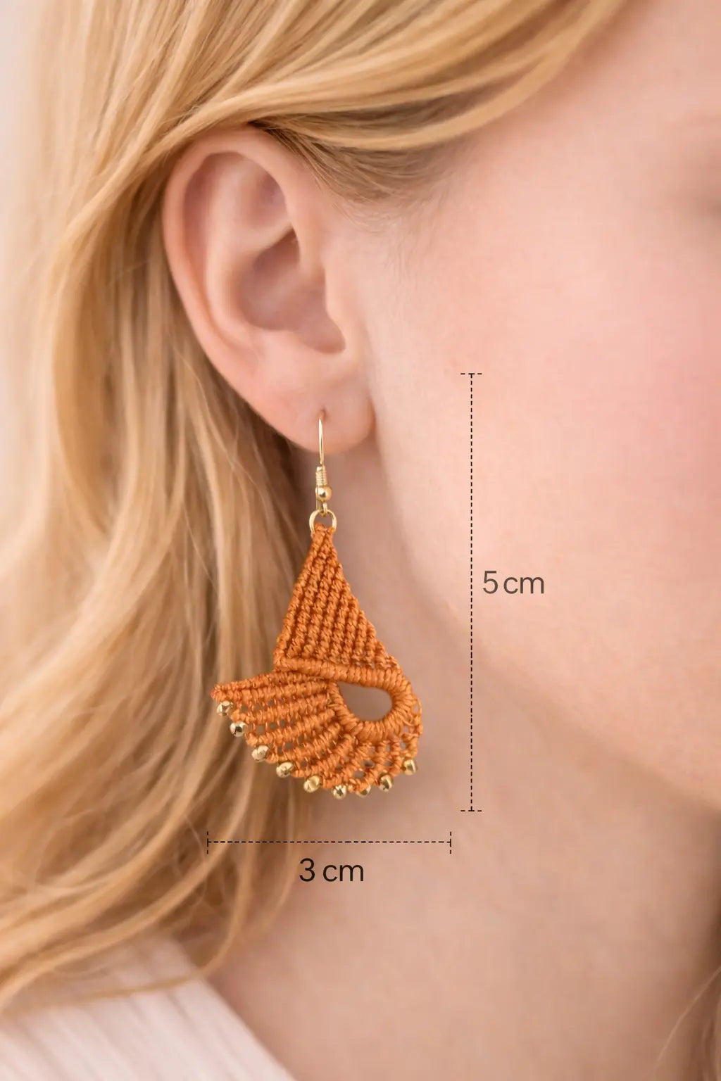 Boucles d’oreilles micro-macramé éventail Solena-CELINA Micro Noeuds