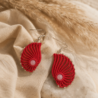 Nautea – boucles d'oreilles micro-macramé éventail & pierre de lune