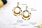 Boucles d’oreilles micro-macramé résine époxy FLOREA Micro Noeuds