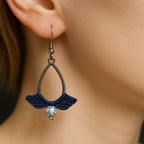 Boucles d'oreilles micro-macramé acier inoxydable légères bohème chic
