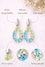 Boucles d’oreilles Azura – micro-macramé & argent 925 AZURA Micro Noeuds