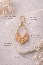 Boucles d’oreilles micro-macramé navette bohème ELYNA Micro Noeuds