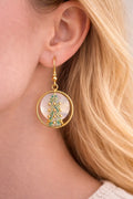 Boucles d’oreilles micro-macramé cercle nacre bohème Micro Noeuds