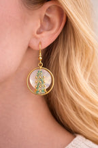 Boucles d’oreilles micro-macramé cercle nacre bohème Micro Noeuds