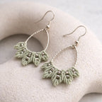 Boucles d’oreilles micro-macramé éventail argent 925 Micro Noeuds
