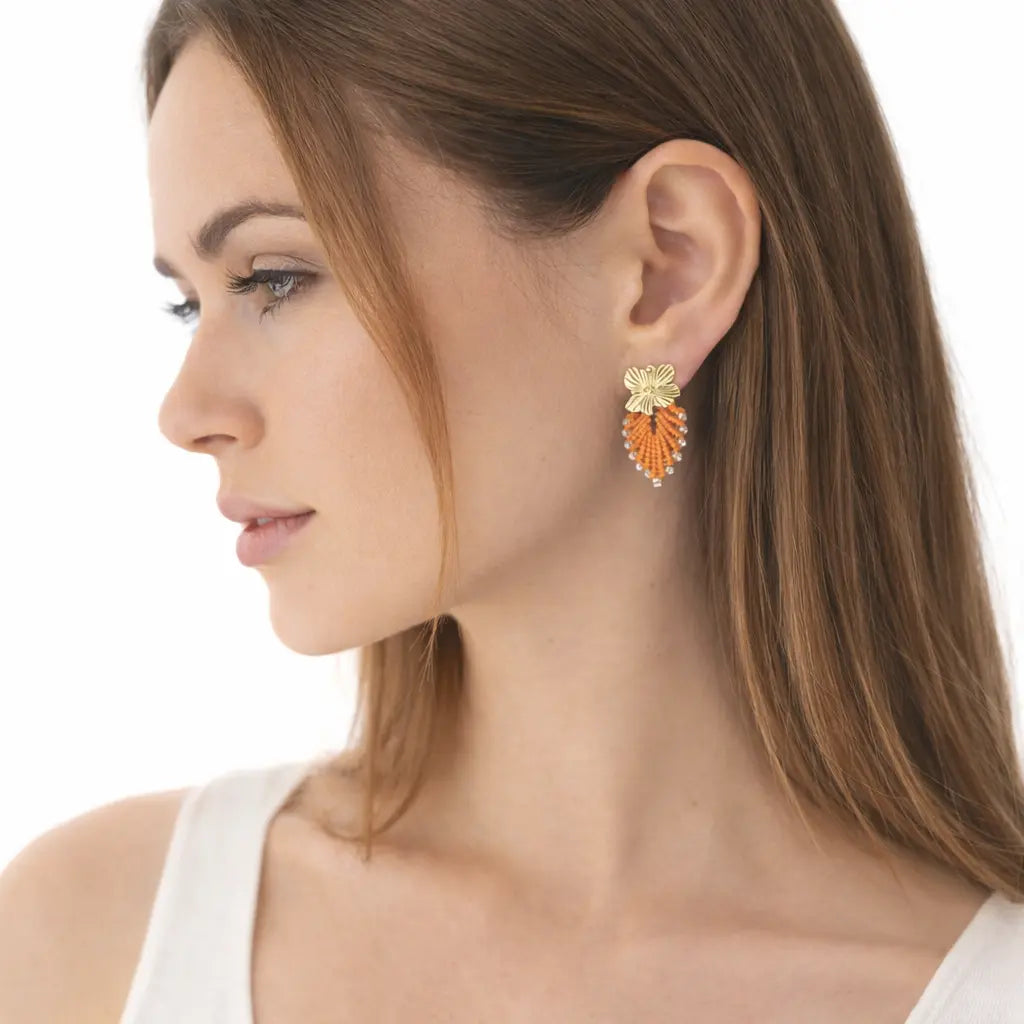 Boucles d’oreilles micro-macramé Nodia Bis – Clous en acier inoxydable Micro Noeuds