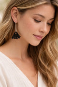 Boucles d’oreilles micro-macramé éventail – Crochets en acier inoxydable OPHEA Micro Noeuds