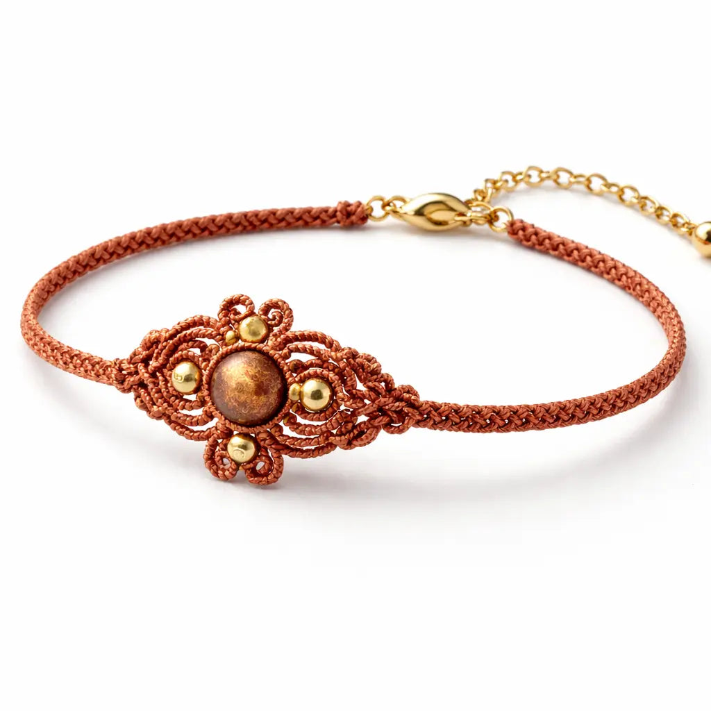 Bracelet Teora – micro-macramé & pierre naturelle Micro Noeuds