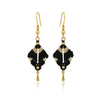 Boucles d’oreilles micro-macramé losange – Crochets dorés en acier inoxydable Micro Noeuds