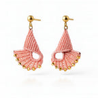 Boucles d’oreilles en micro-macramé – Bijou léger artisanal acier inoxydable – Style bohème chic naturel Micro Noeuds