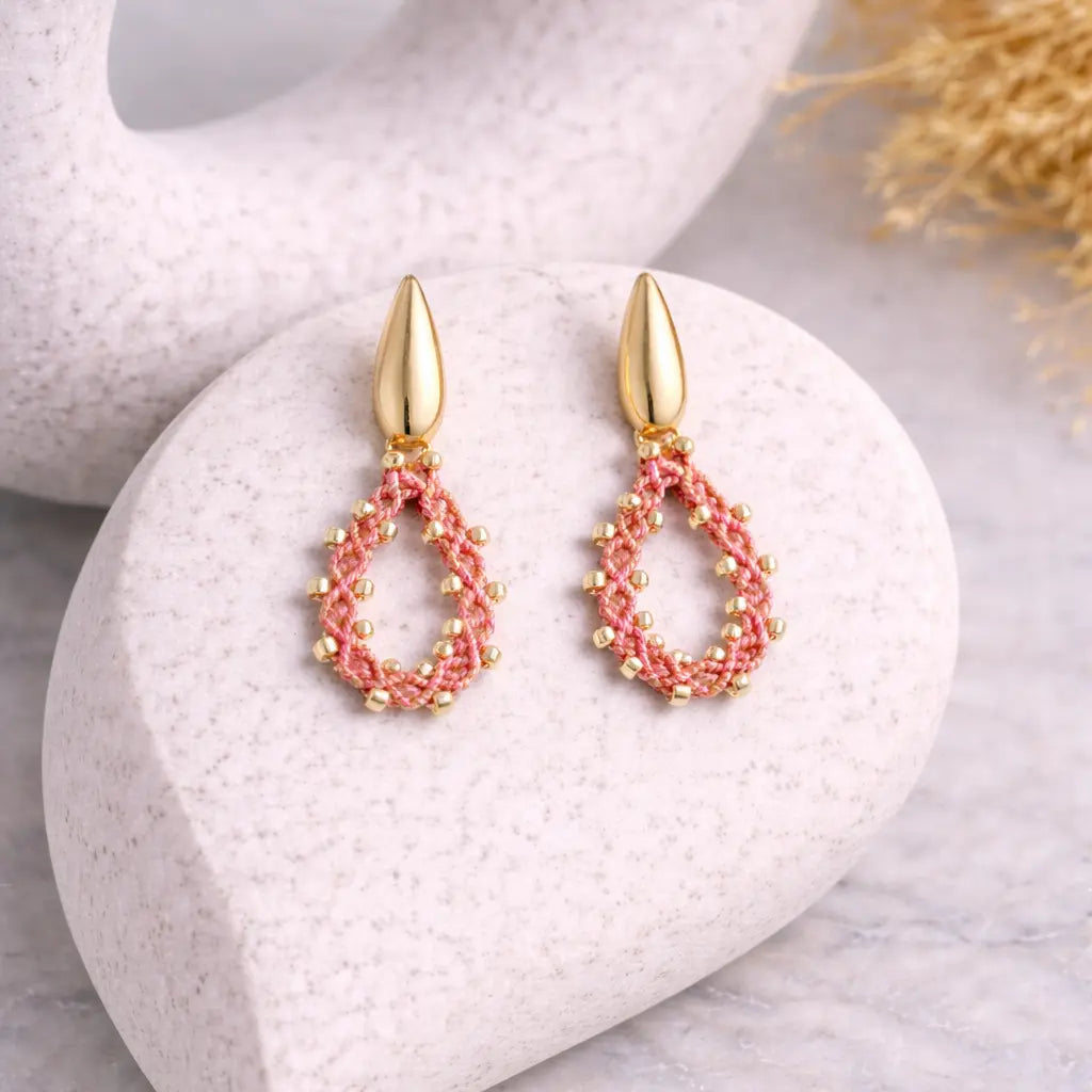 Boucles d’oreilles Azura – micro-macramé & argent 925 AZURA Micro Noeuds