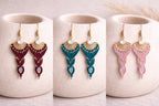 Boucles d’oreilles Maiia – micro-macramé & pierre de lune Micro Noeuds