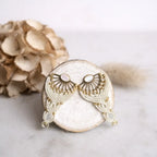 Boucles d'oreilles éventail micro-macramé – Pierre de lune, doré Micro Noeuds