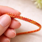 Bracelet Fleuri – micro-macramé rose & vert-LINEA Micro Noeuds