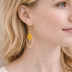 Boucles d'oreilles navette micro-macramé doré – Légères, fait main Micro Noeuds