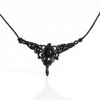 Collier micro-macramé noir - Acier inoxydable - hématite shaya Micro Noeuds