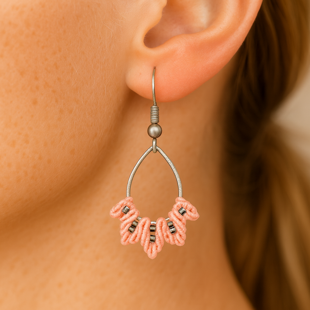 Boucles d'oreilles micro-macramé argent 925 – Légères, élégantes Micro Noeuds