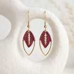 Boucles d'oreilles navette micro-macramé – Brillantes, fait main Micro Noeuds