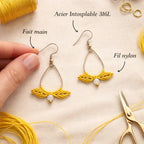 Boucles d’oreilles micro-macramé- bohème – personnalisables-ELYA Micro Noeuds