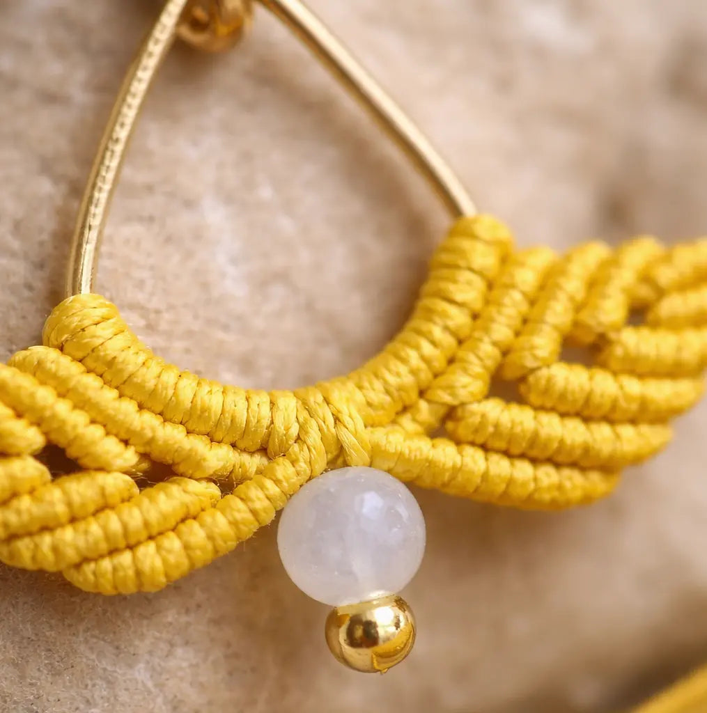 Boucles d’oreilles micro-macramé- bohème – personnalisables-ELYA Micro Noeuds