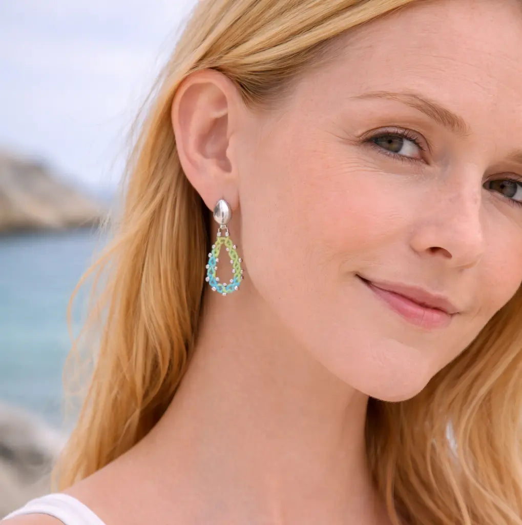 Boucles d’oreilles Azura – micro-macramé & argent 925 AZURA Micro Noeuds