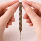 Bracelet Fleuri – micro-macramé rose & vert-LINEA Micro Noeuds