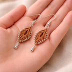 Boucles d’oreilles feuille micro-macramé NAE Micro Noeuds