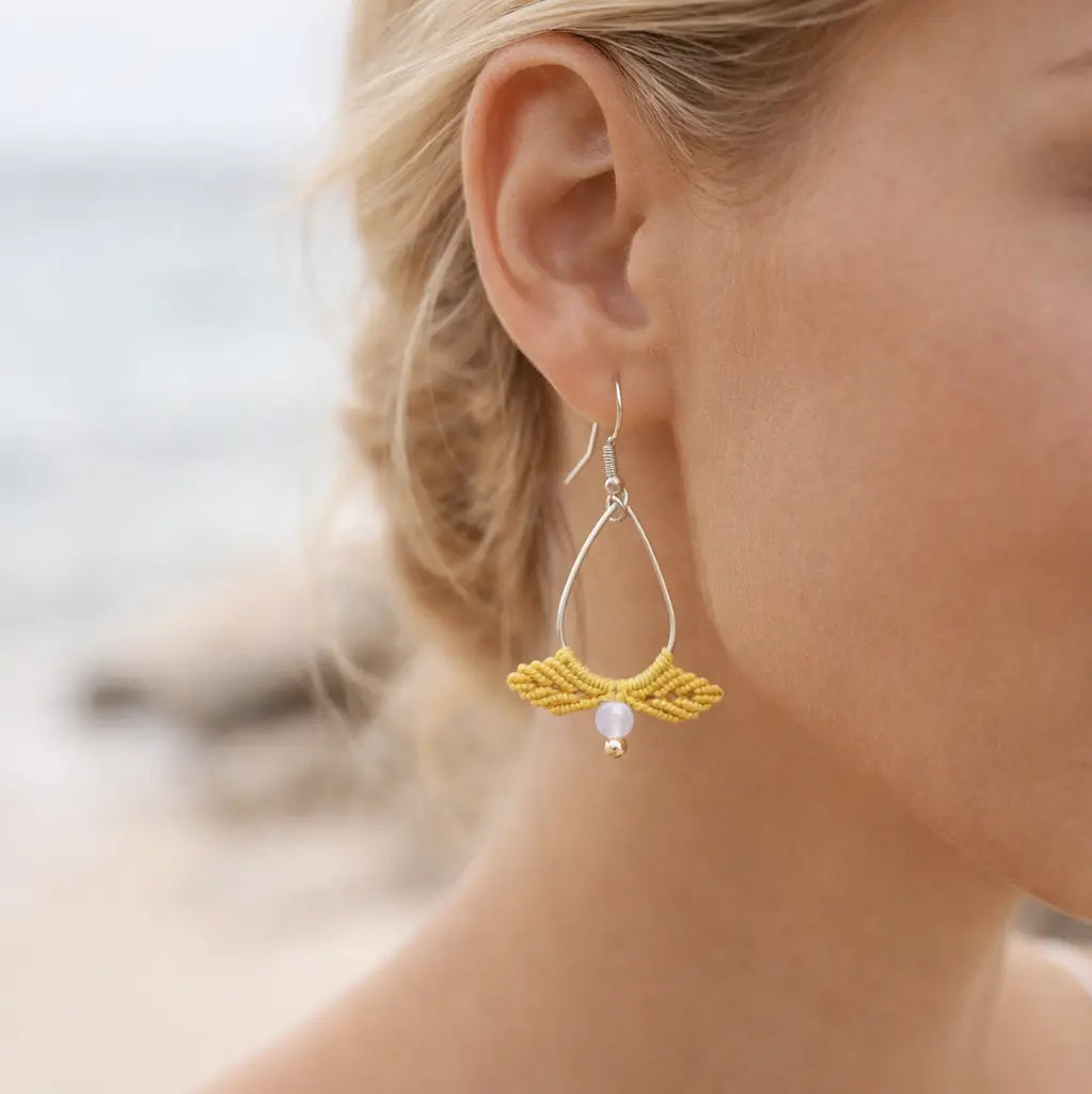 Boucles d’oreilles micro-macramé- bohème – personnalisables-ELYA Micro Noeuds