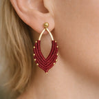 Boucles d’oreilles micro-macramé feuille personnalisables Micro Noeuds